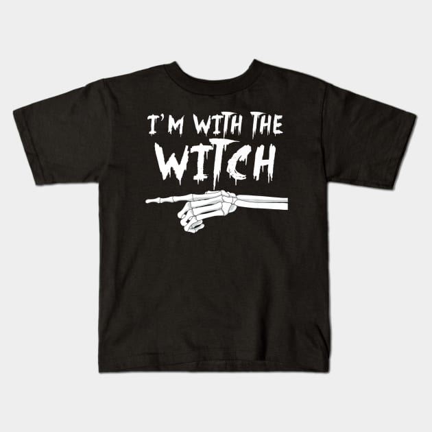 I'm with the witch funny Matching Halloween Couples Costume Kids T-Shirt by LaurieAndrew